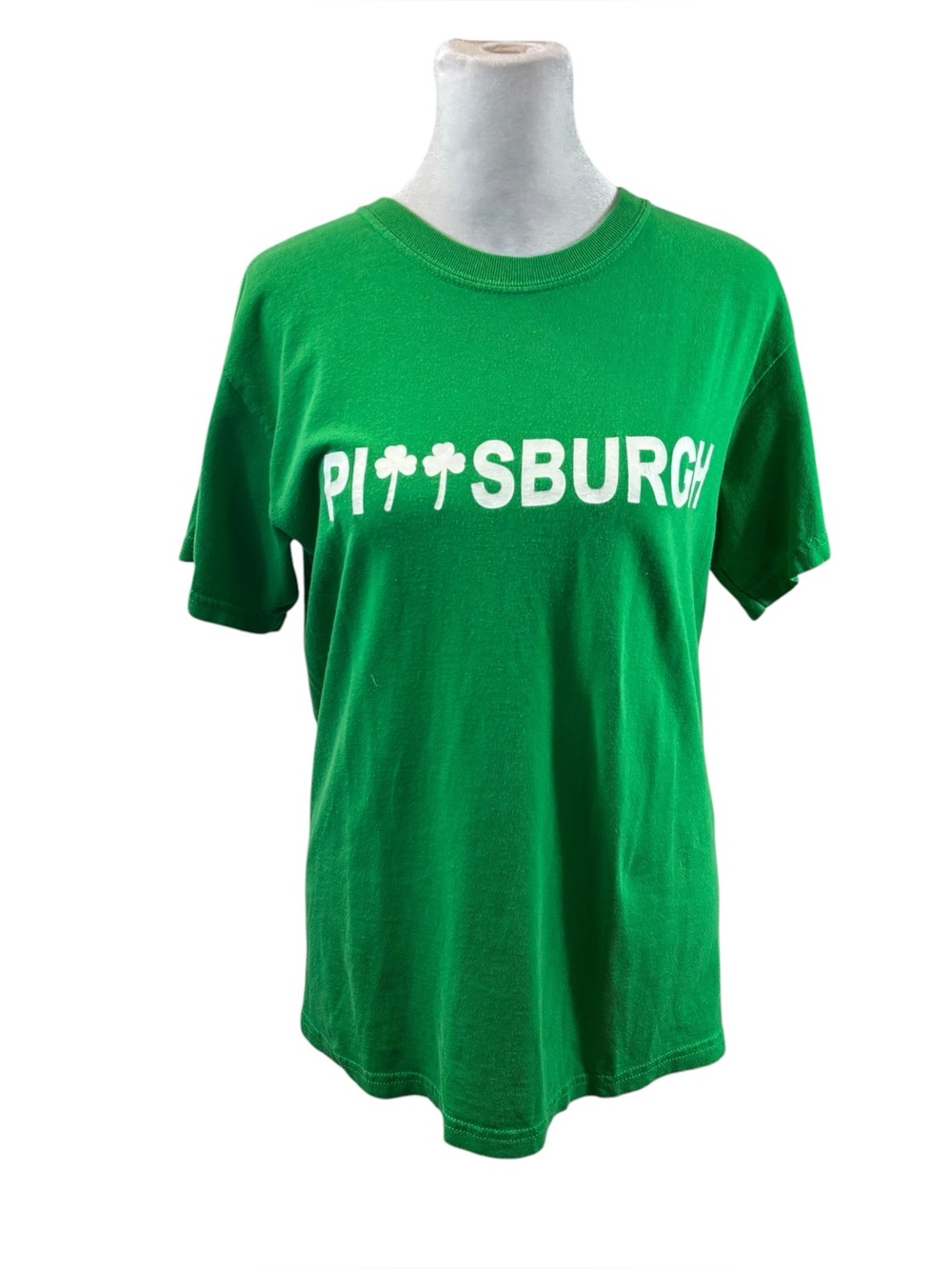 Laddies‎ Green Pittsburgh Shamrock St Pattys Day T-Shirt See Measurements
